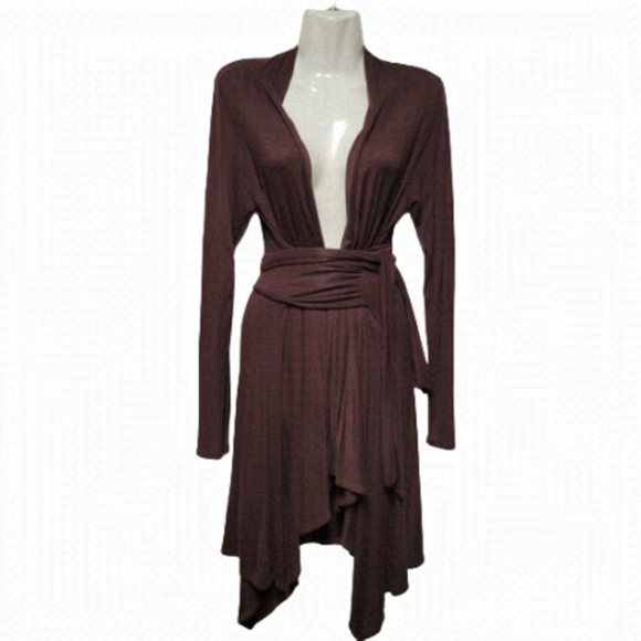 Sweaters - BROWN Long Cardigan Jacket Open Front Sweater Coat Cover Up - Size M